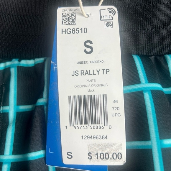 Adidas Track Pants Mens Size S Black Teal JS Rally TP Zippered Cyberpunk - Picture 2 of 6